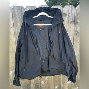 COACH- MENS BLACK HOODED FULL ZIP PACKABLE WINDBREAKER SIZE XL